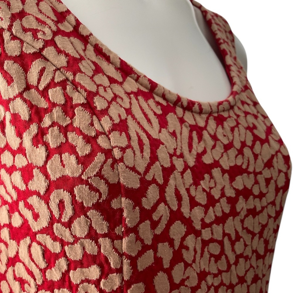 ~MAEVE Red and Beige Textured Dress, Small. - Picture 3 of 11